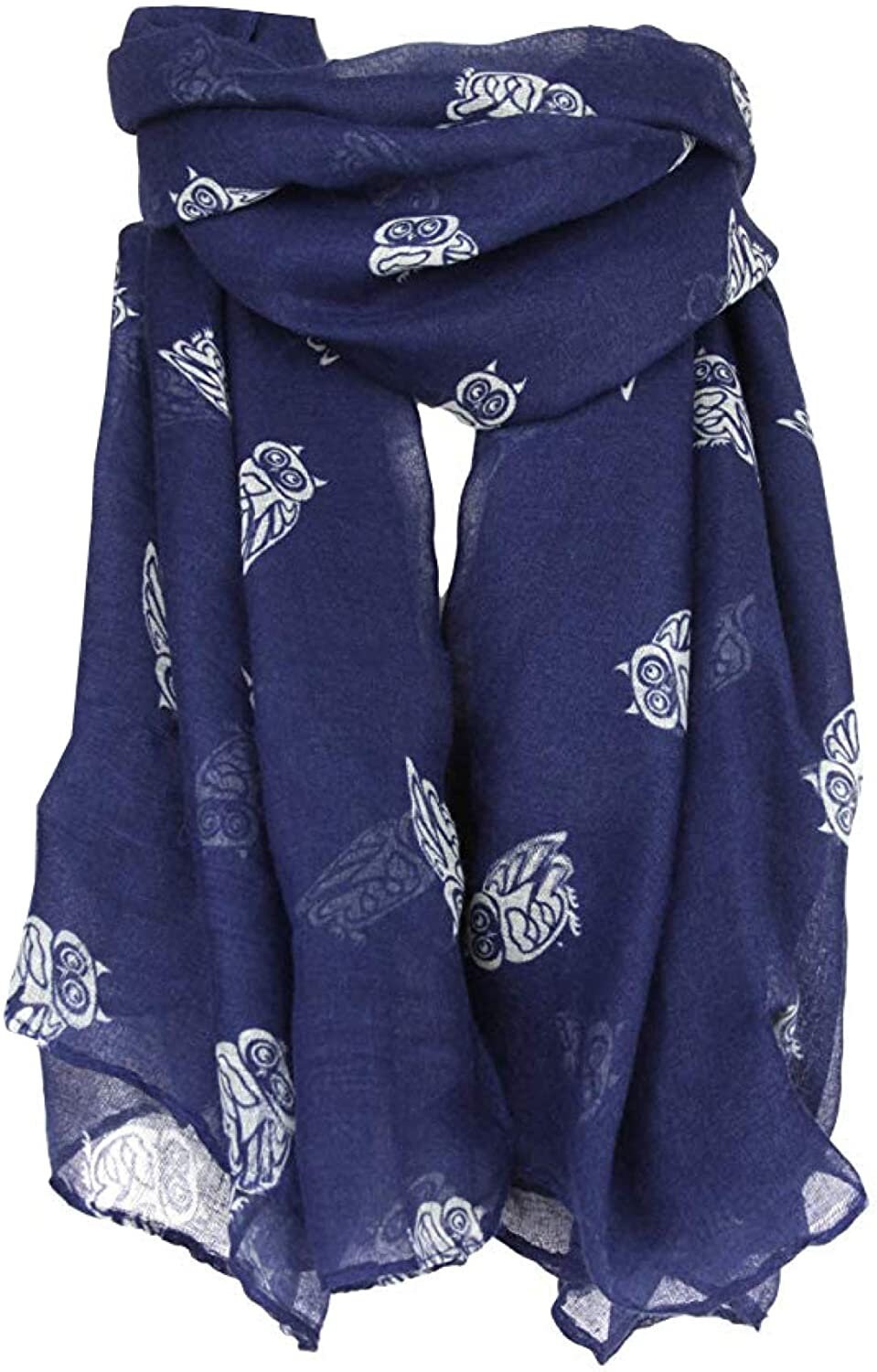 Ladies Women's Owl on Branch Print Scarf Wraps Shawl Maxi Soft Scarves