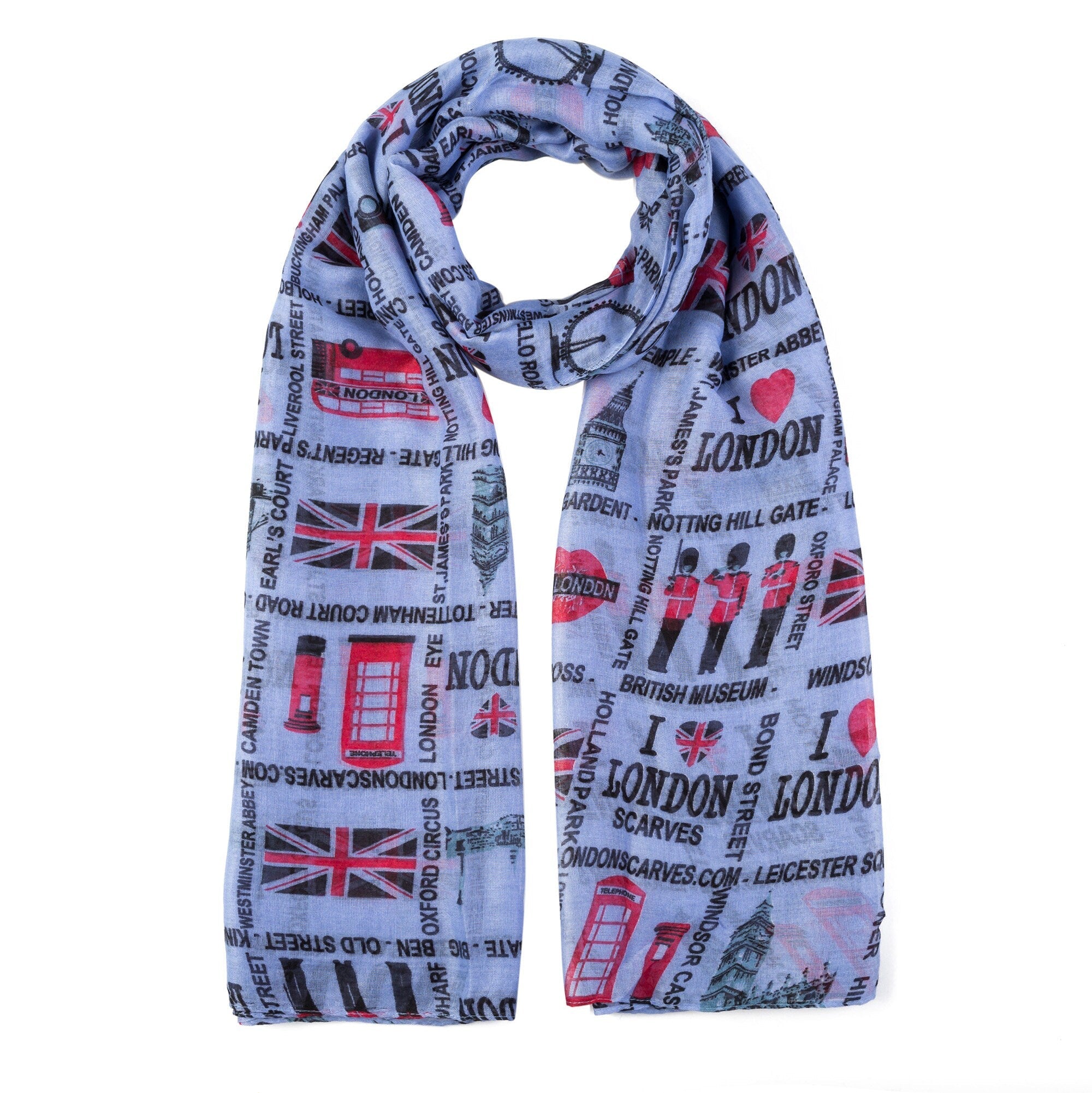 London Icon Street I Love London With British Flag Souvenir Scarves