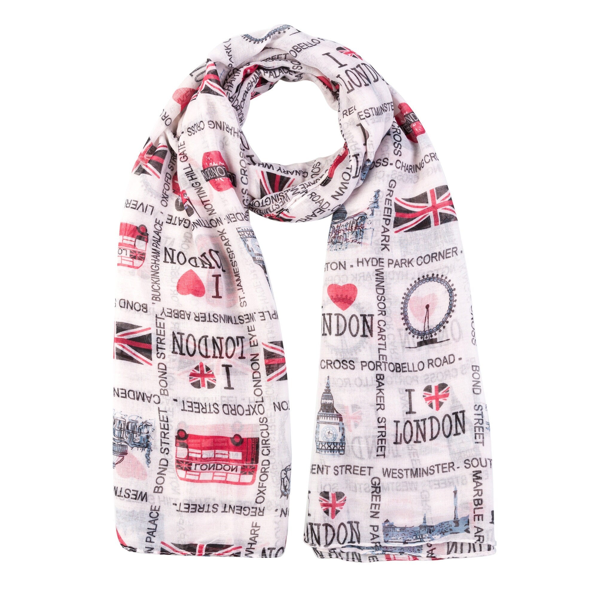 London Icon Street I Love London With British Flag Souvenir Scarves