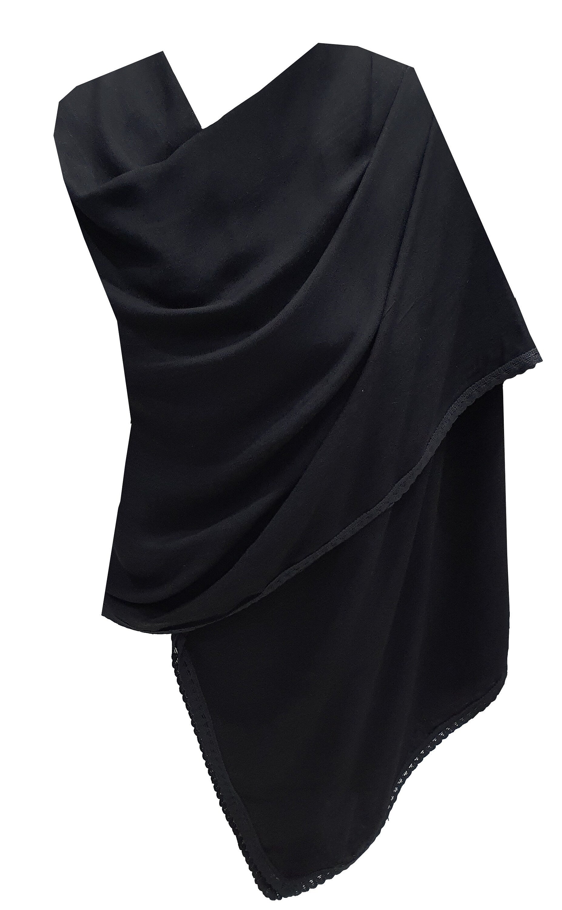 Extra Large Plain with Delicate Crochet Lace Border Scarf Scarves Wrap Shawl Warm Soft