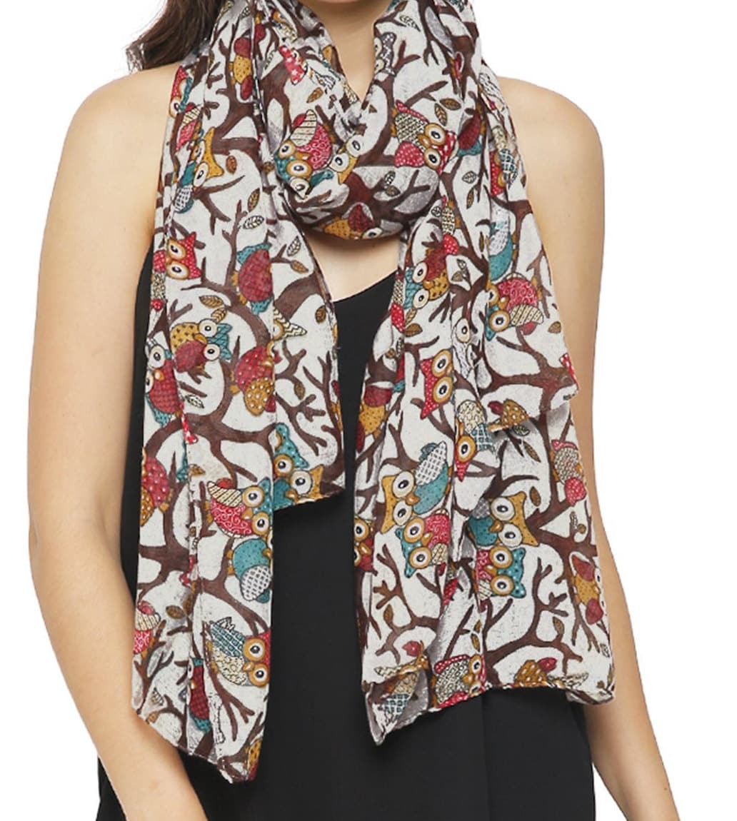 Lightweight Fashion Owl Print Scarf Patterns Women Ladies Girls Scarves Shawl Ideal Gift