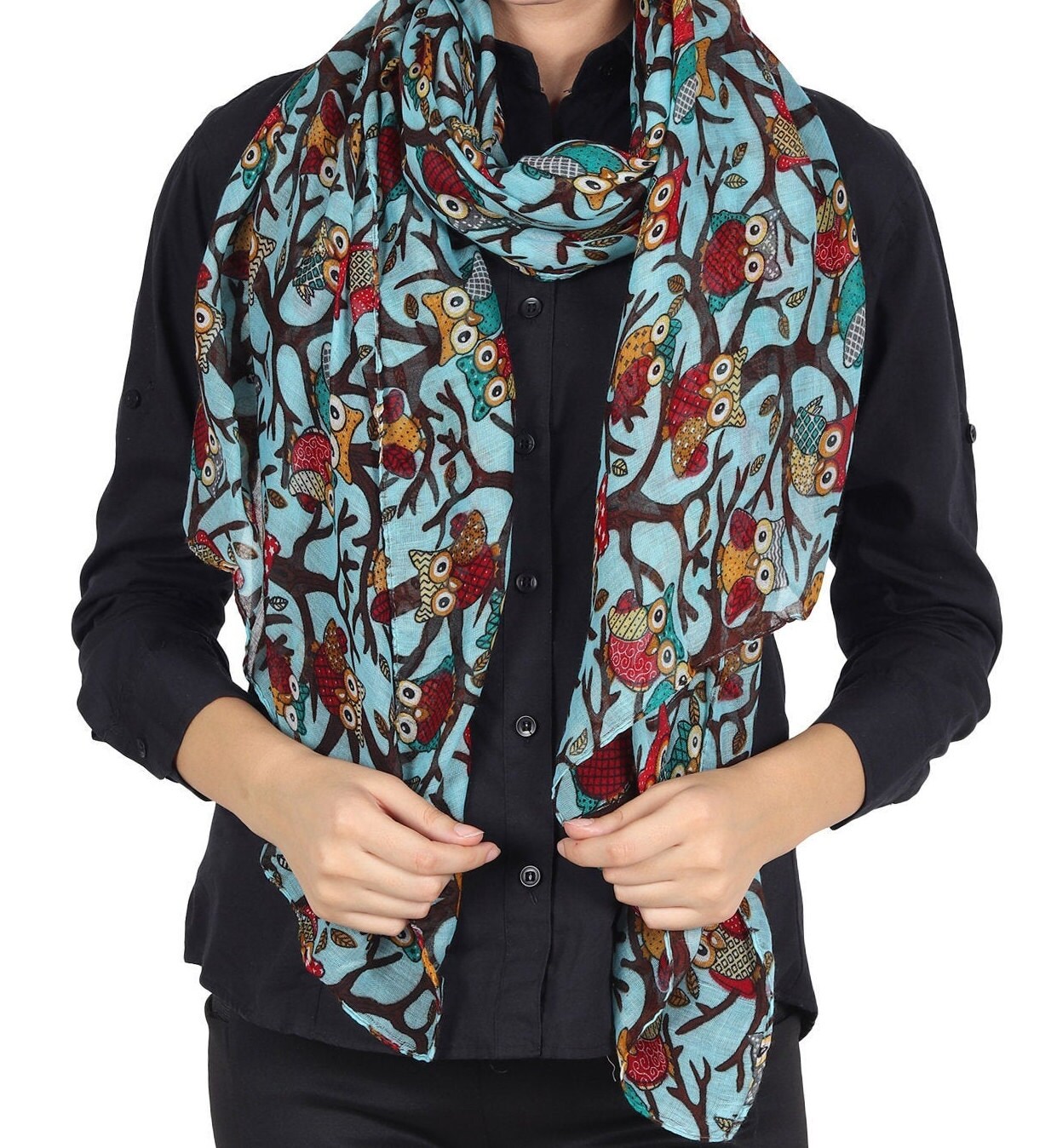 Lightweight Fashion Owl Print Scarf Patterns Women Ladies Girls Scarves Shawl Ideal Gift