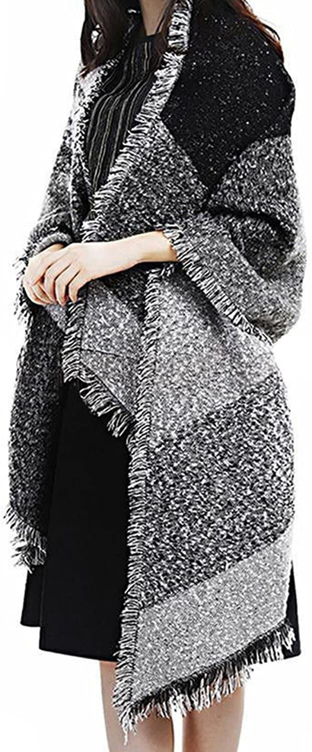Women Large Oversized Scarf Pashmina Wrap Poncho Thick Style Scarf Patchwork Cape Shawl