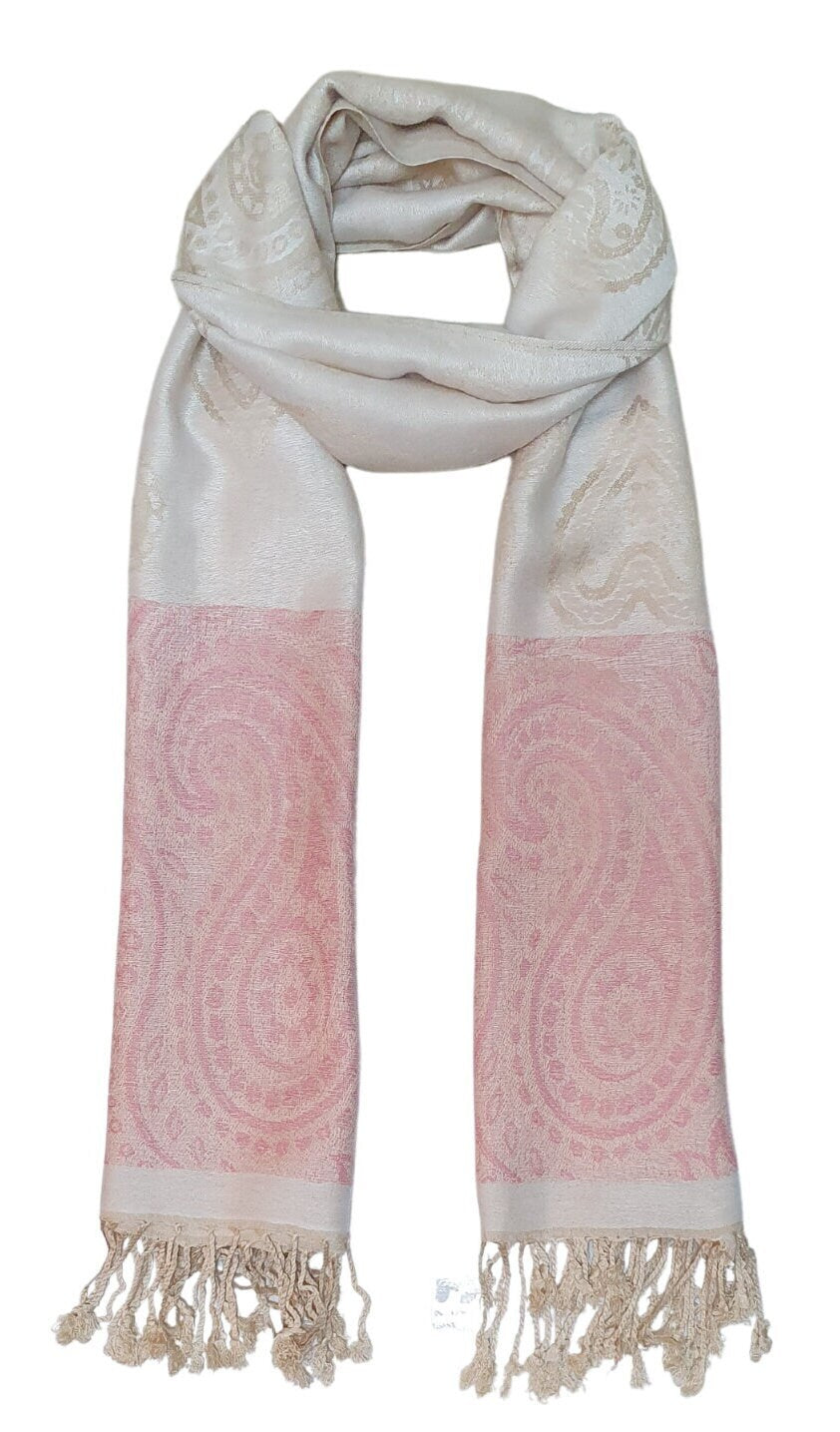 Ladies Floral Paisley Bordered Pashmina Feel Shawl Scarf Wrap Stole Luxuriously Warm Soft and Silky Touch