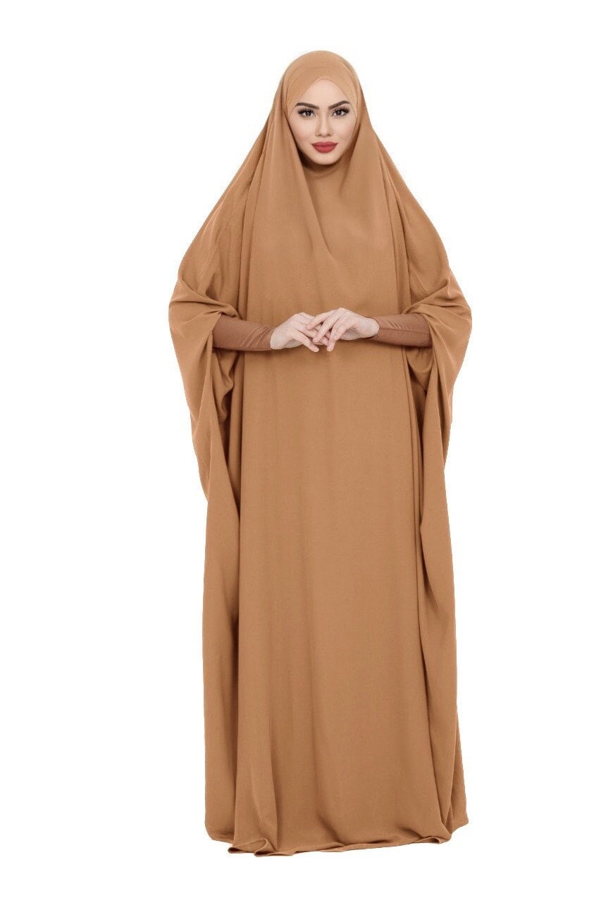 Modest Wear Full Length One Piece Jilbab Abaya with Head Tie Back & Jersey Cuff Sleeves Premium Quality Eid Hajj Umrah Women Ladies Gift