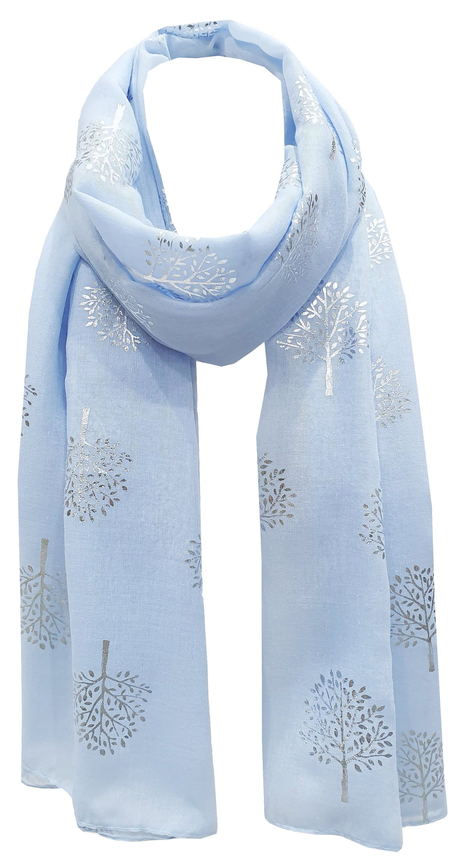 Classy Silver Metallic Foil Print Mulberry Tree Scarf Ritzy Scarves Wrap Shawl Ideal Gift