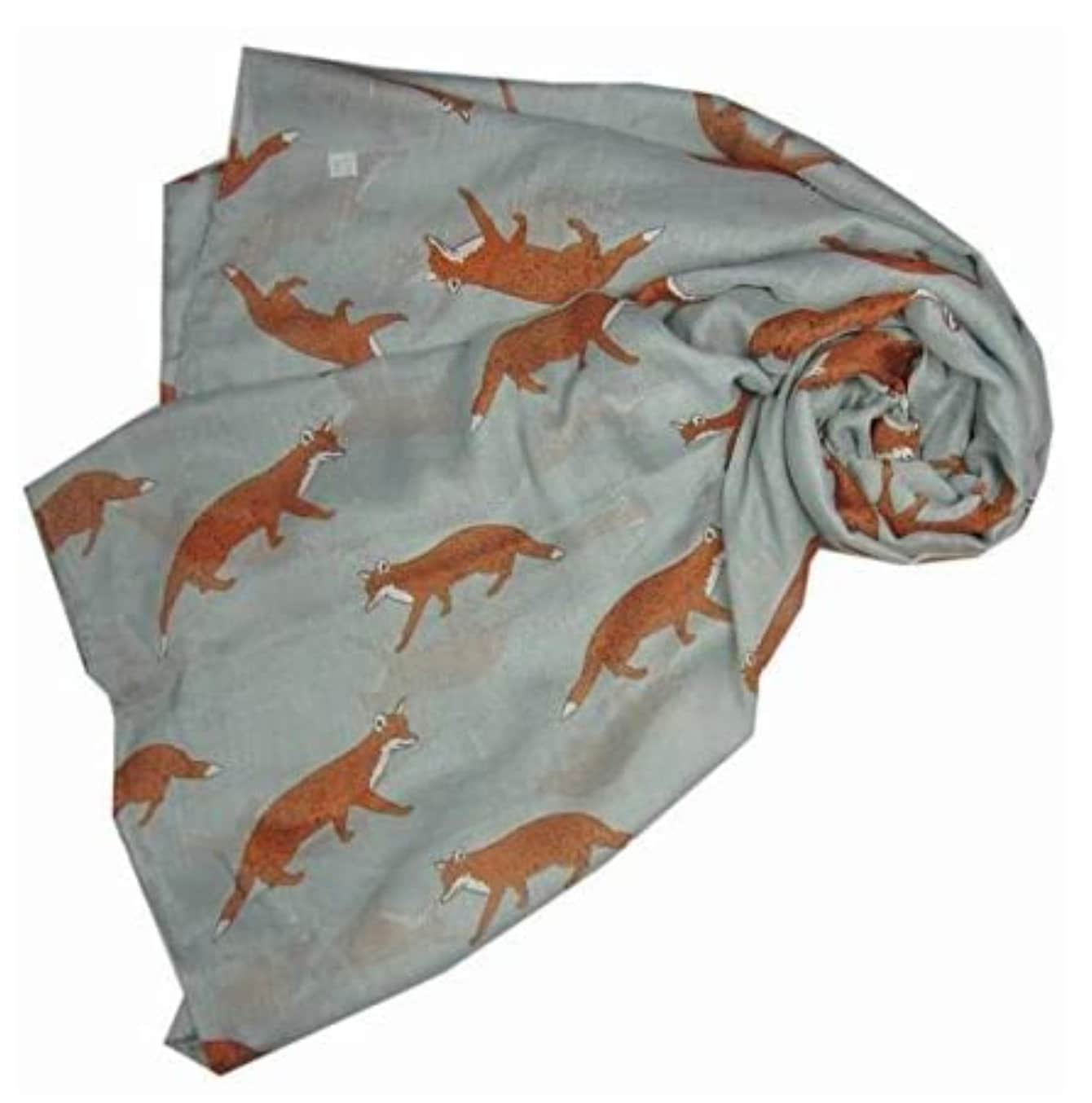 Fox Print Large Lightweight Scarf Shawl Wrap