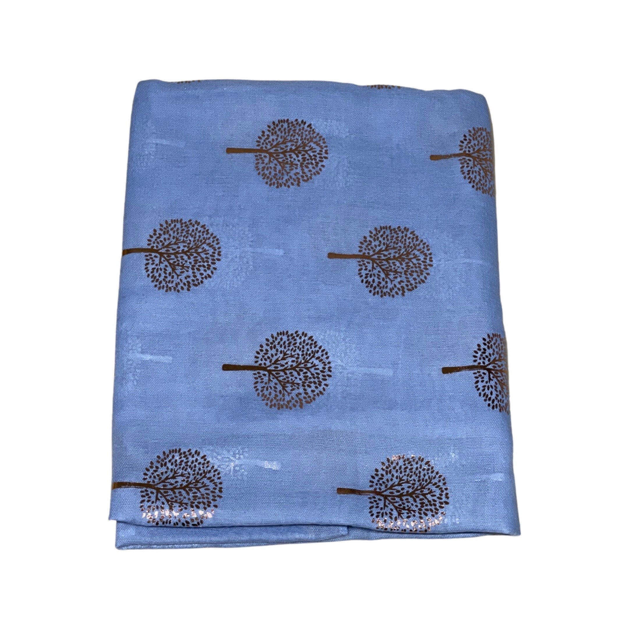 New Elegant Blue Mulberry Tree Scarf with PINK Metallic Foil Print Classy Ritzy Scarves Wrap Shawl Ideal Gift