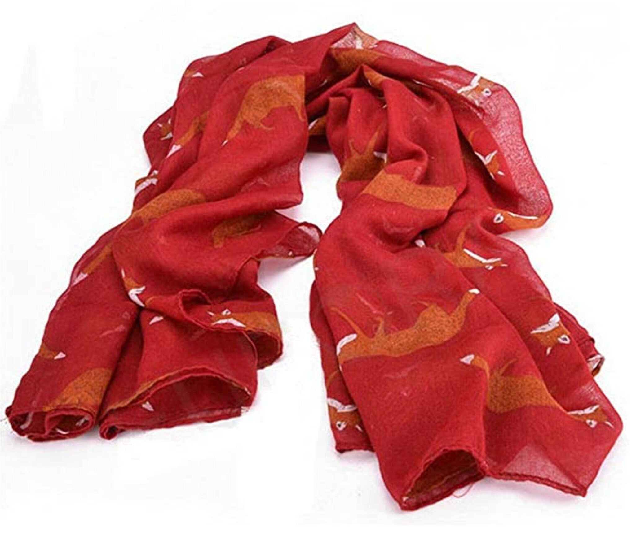 Fox Print Large Lightweight Scarf Shawl Wrap