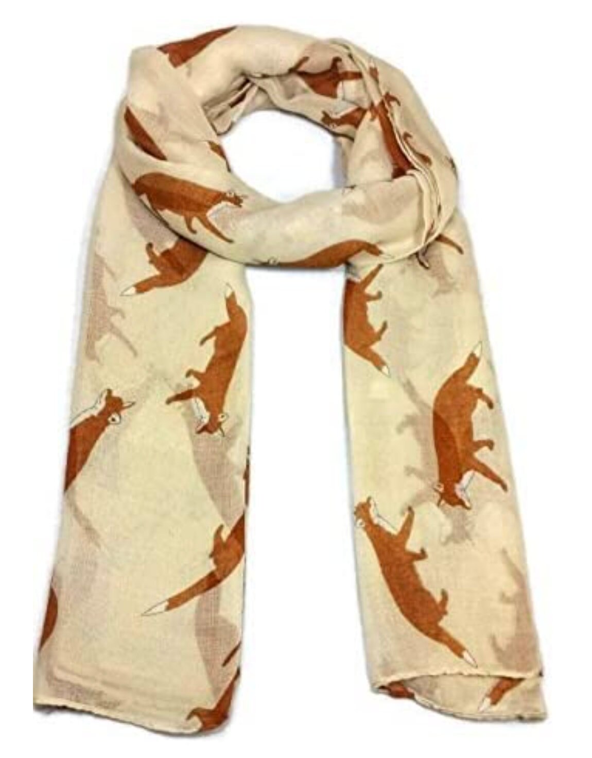 Fox Print Large Lightweight Scarf Shawl Wrap