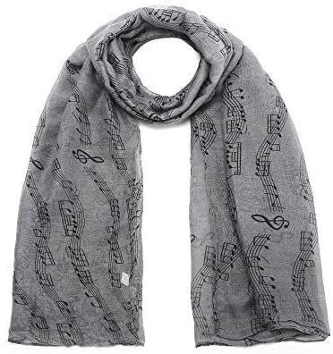 Music Print Scarf Musical Notes Classical Mozart Style Crotchet Quaver Scarf Ladies Fashion Wrap Scarves