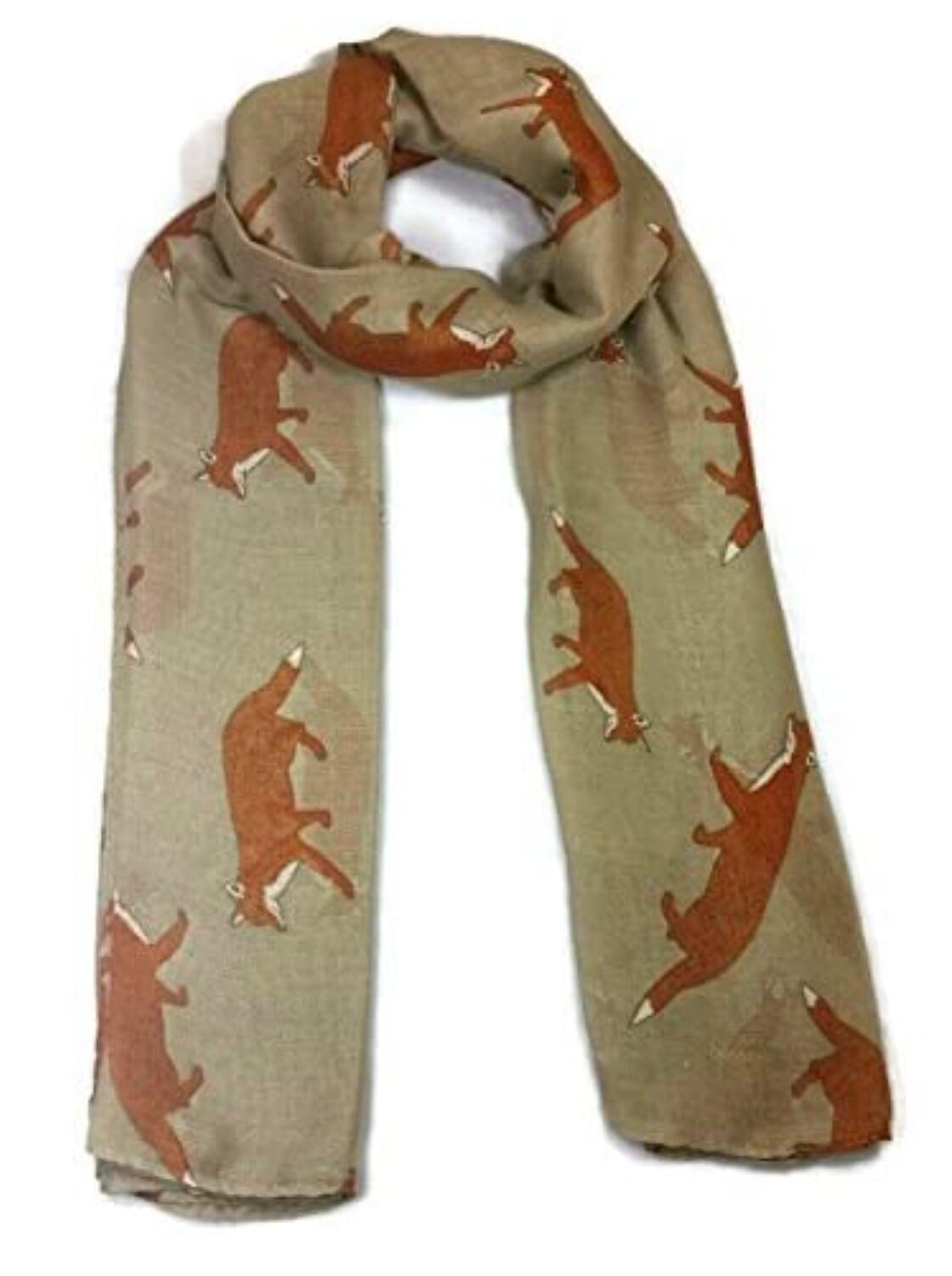 Fox Print Large Lightweight Scarf Shawl Wrap