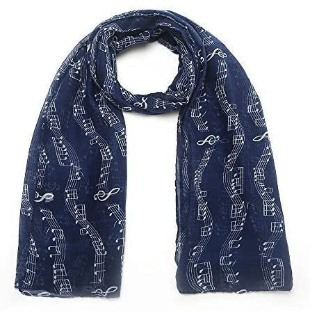 Music Print Scarf Musical Notes Classical Mozart Style Crotchet Quaver Scarf Ladies Fashion Wrap Scarves