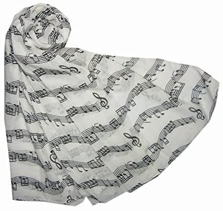 Music Print Scarf Musical Notes Classical Mozart Style Crotchet Quaver Scarf Ladies Fashion Wrap Scarves