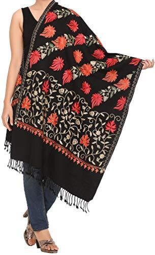Exclusive Range Women's Ladies 100% Wool Pashmina Hand Embroidery Luxuriously Warm And Super Soft Shawl Scarf Wrap Stole