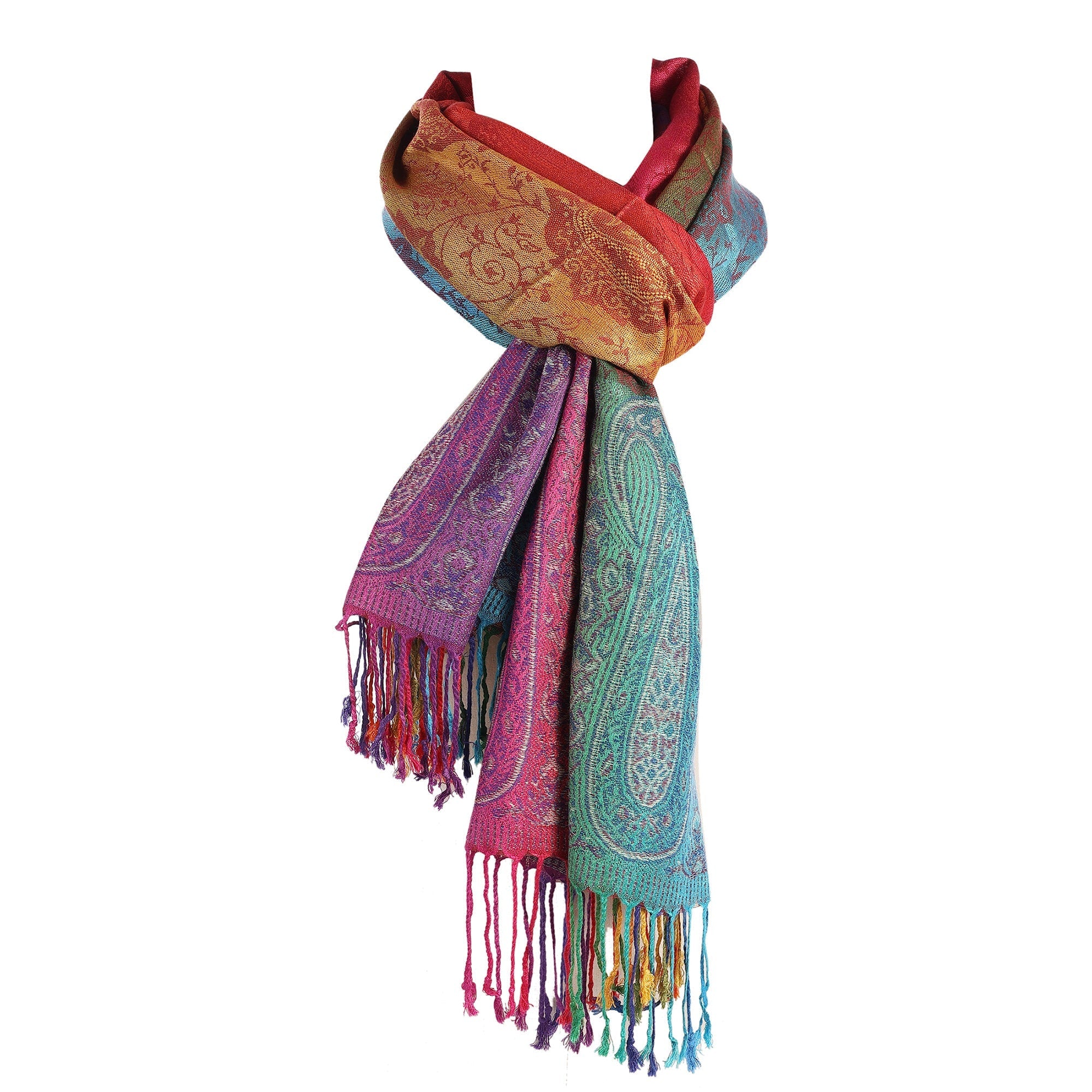 Reversible Luxury Women's New Multi color Rainbow  Flower Design Printed Pashmina Shawls and Wrap