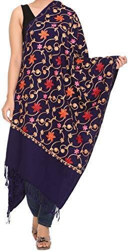 Exclusive Range Women's Ladies 100% Wool Pashmina Hand Embroidery Luxuriously Warm And Super Soft Shawl Scarf Wrap Stole