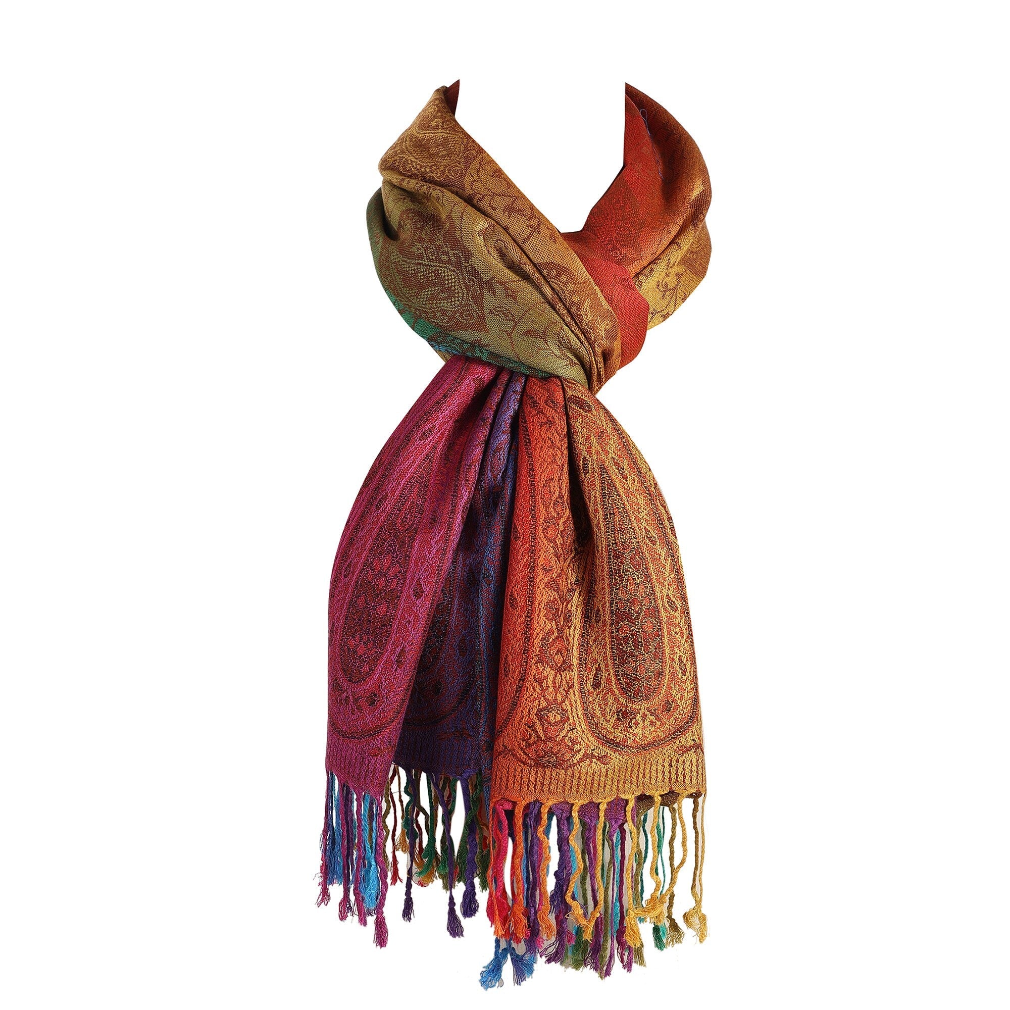 Reversible Luxury Women's New Multi color Rainbow  Flower Design Printed Pashmina Shawls and Wrap