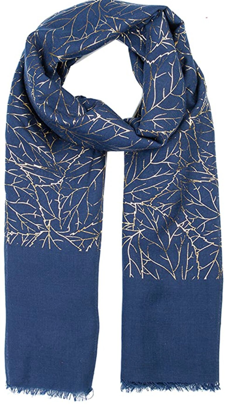 Leaf All over Glitter Metallic Foil Print Classy Scarves Wrap Shawl Ideal Gift