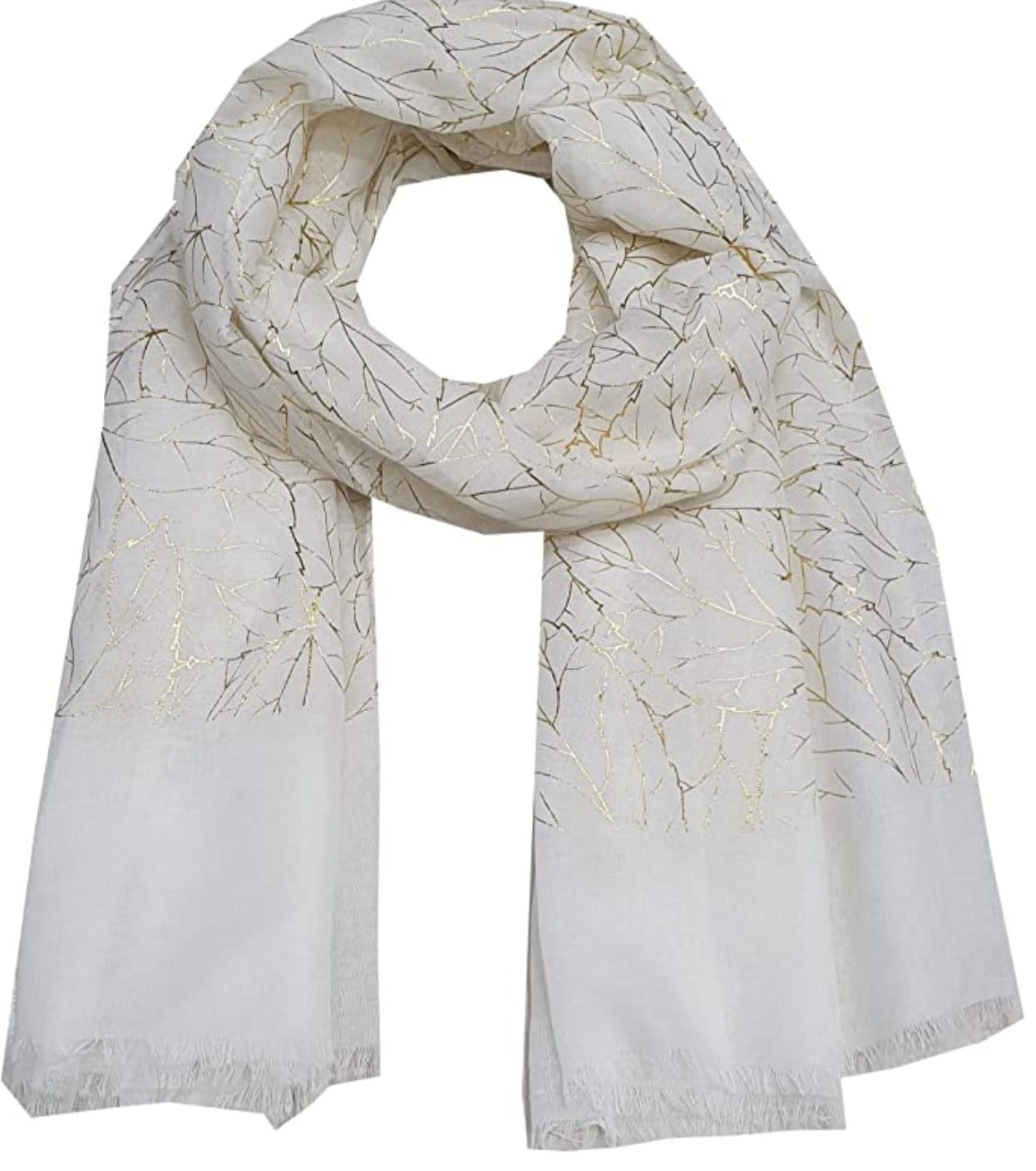 Leaf All over Glitter Metallic Foil Print Classy Scarves Wrap Shawl Ideal Gift