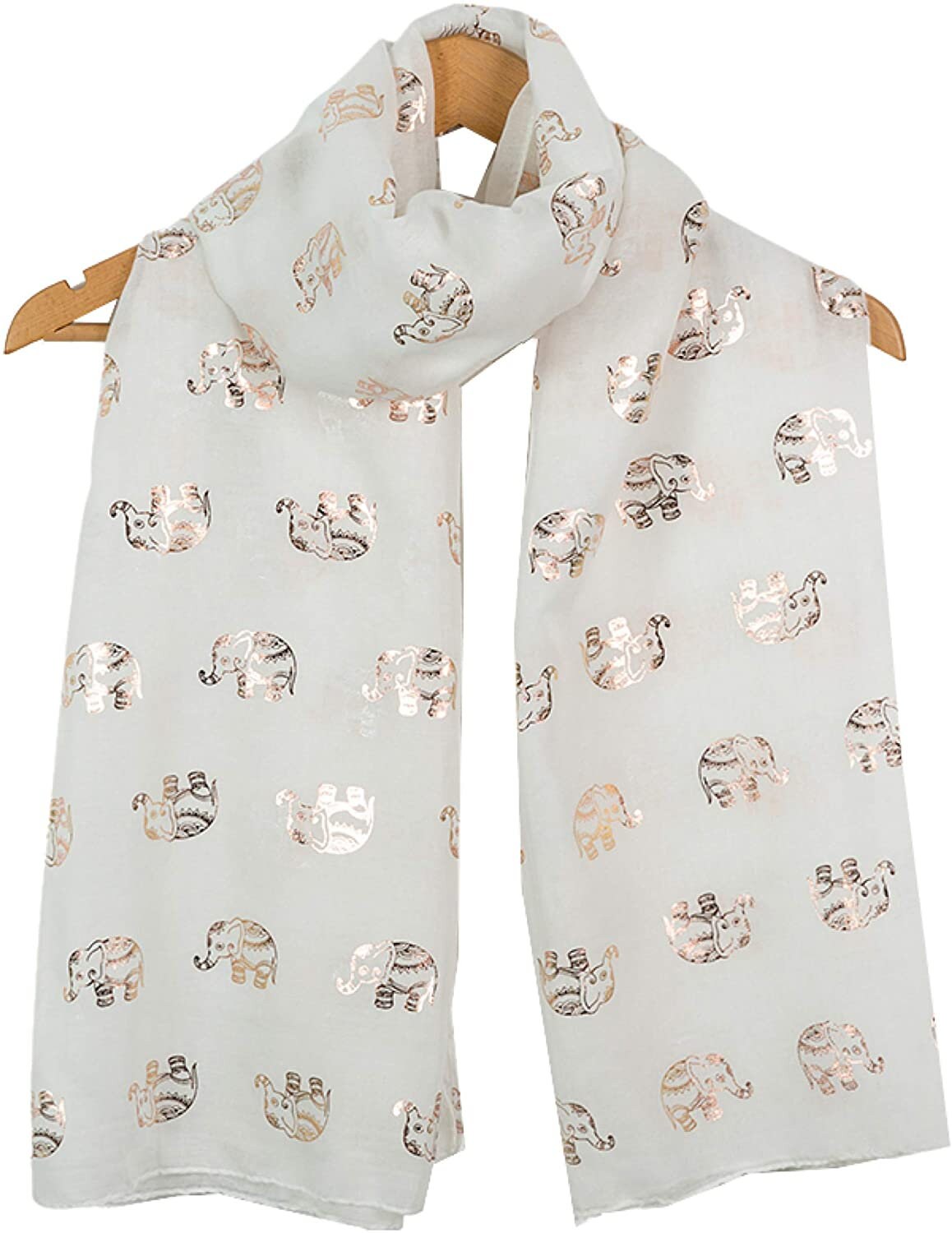 Metallic Rose Gold Beautiful Thai Elephant Print Women Scarf Shawl Scarves Wrap Beach Cover Gift