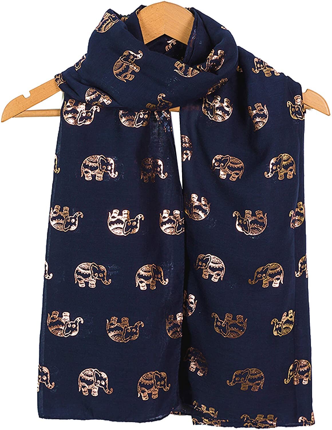 Metallic Rose Gold Beautiful Thai Elephant Print Women Scarf Shawl Scarves Wrap Beach Cover Gift