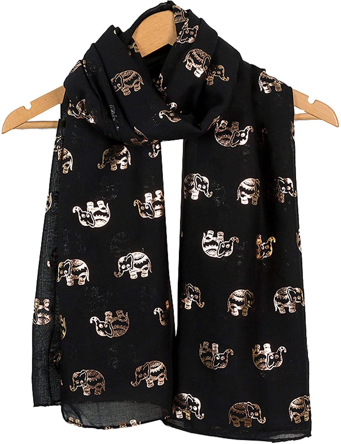 Metallic Rose Gold Beautiful Thai Elephant Print Women Scarf Shawl Scarves Wrap Beach Cover Gift