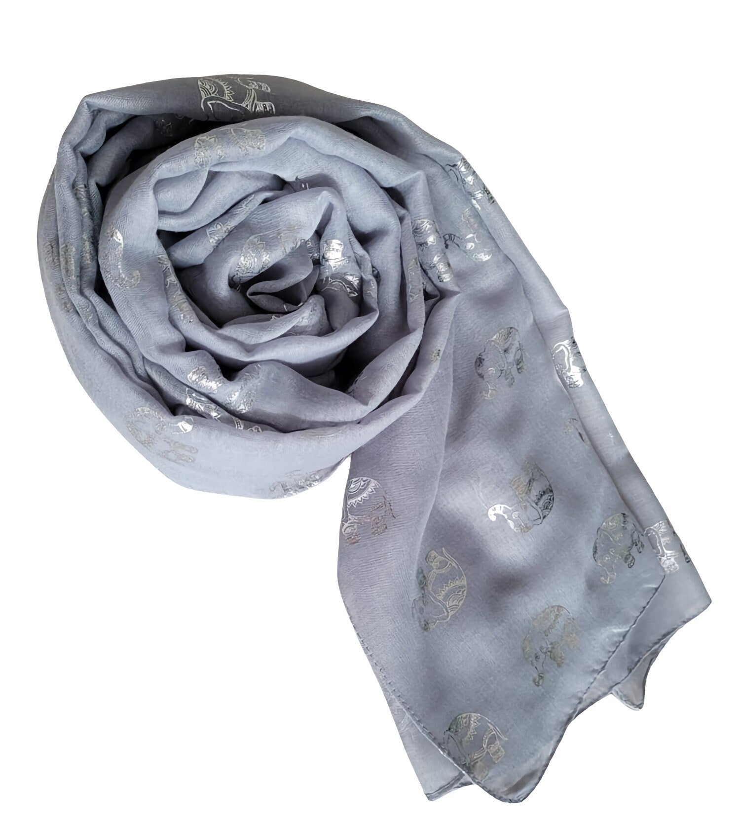 Metallic Rose Gold Beautiful Thai Elephant Print Women Scarf Shawl Scarves Wrap Beach Cover Gift