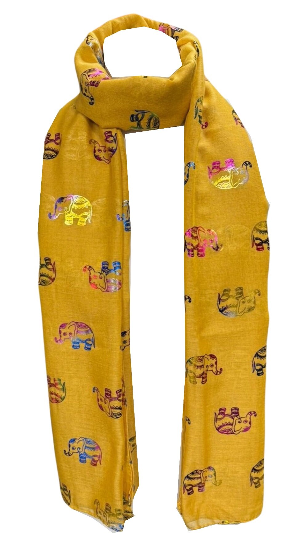 Metallic Rose Gold Beautiful Thai Elephant Print Women Scarf Shawl Scarves Wrap Beach Cover Gift