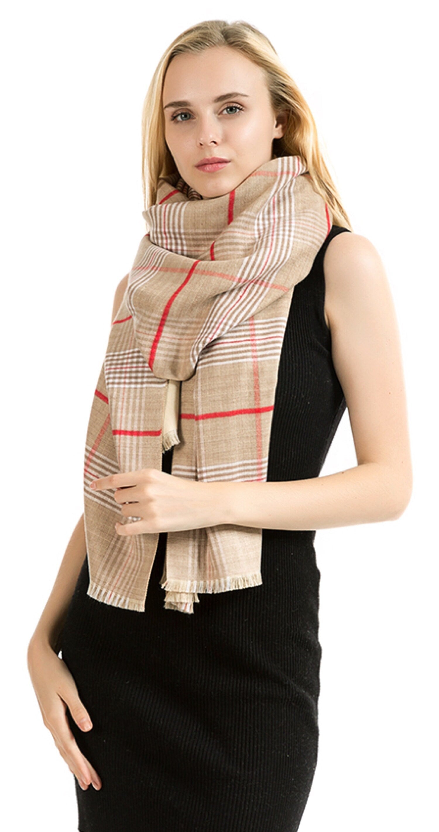 NEW Classic Reversible Plaid Tartan Look Scarf Wrap Blanket Shawl Warm Soft Cosy UNISEX