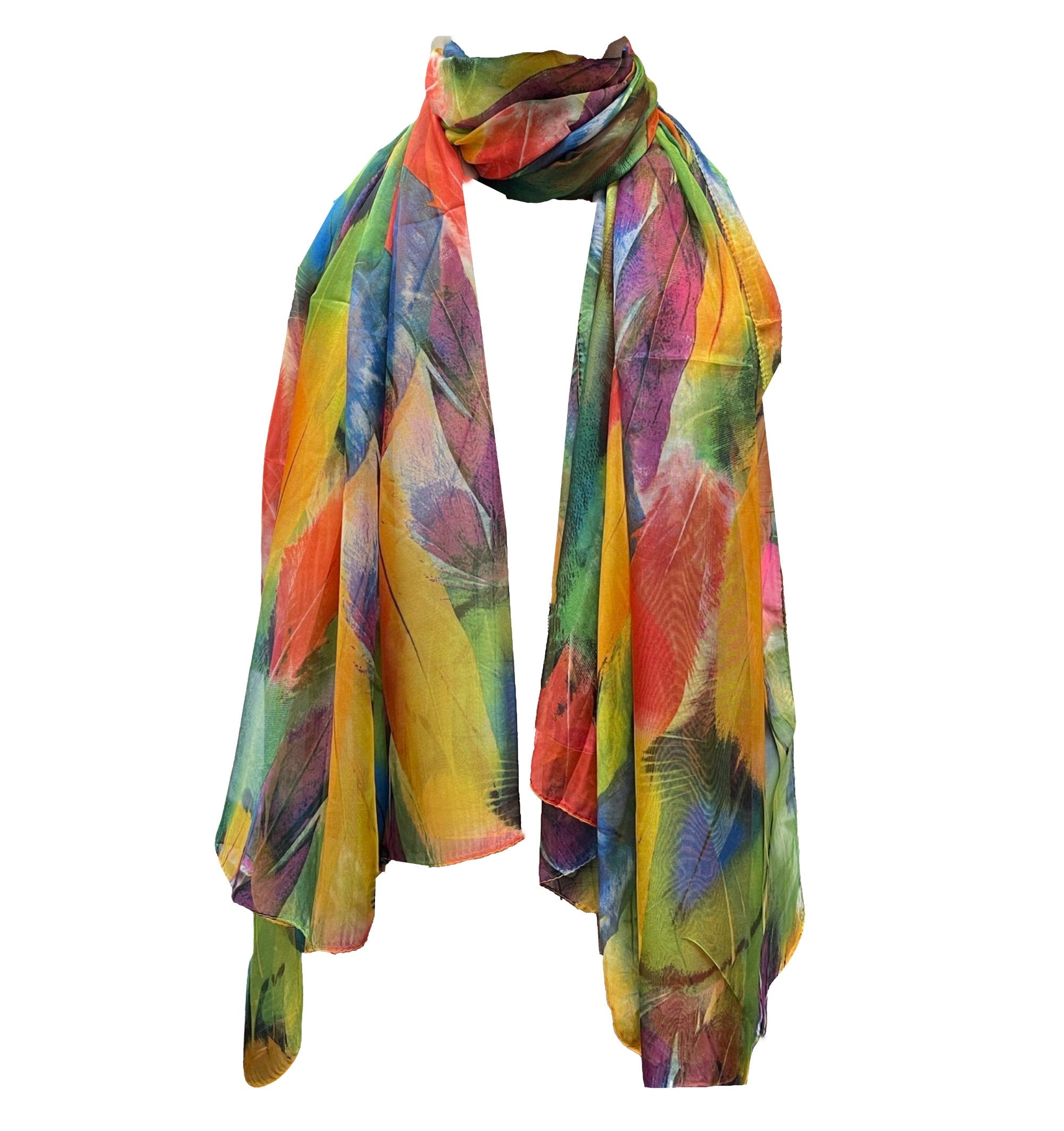 Extra Large Multi Color Flower Print Large Silk Shawl Scarf Wraps