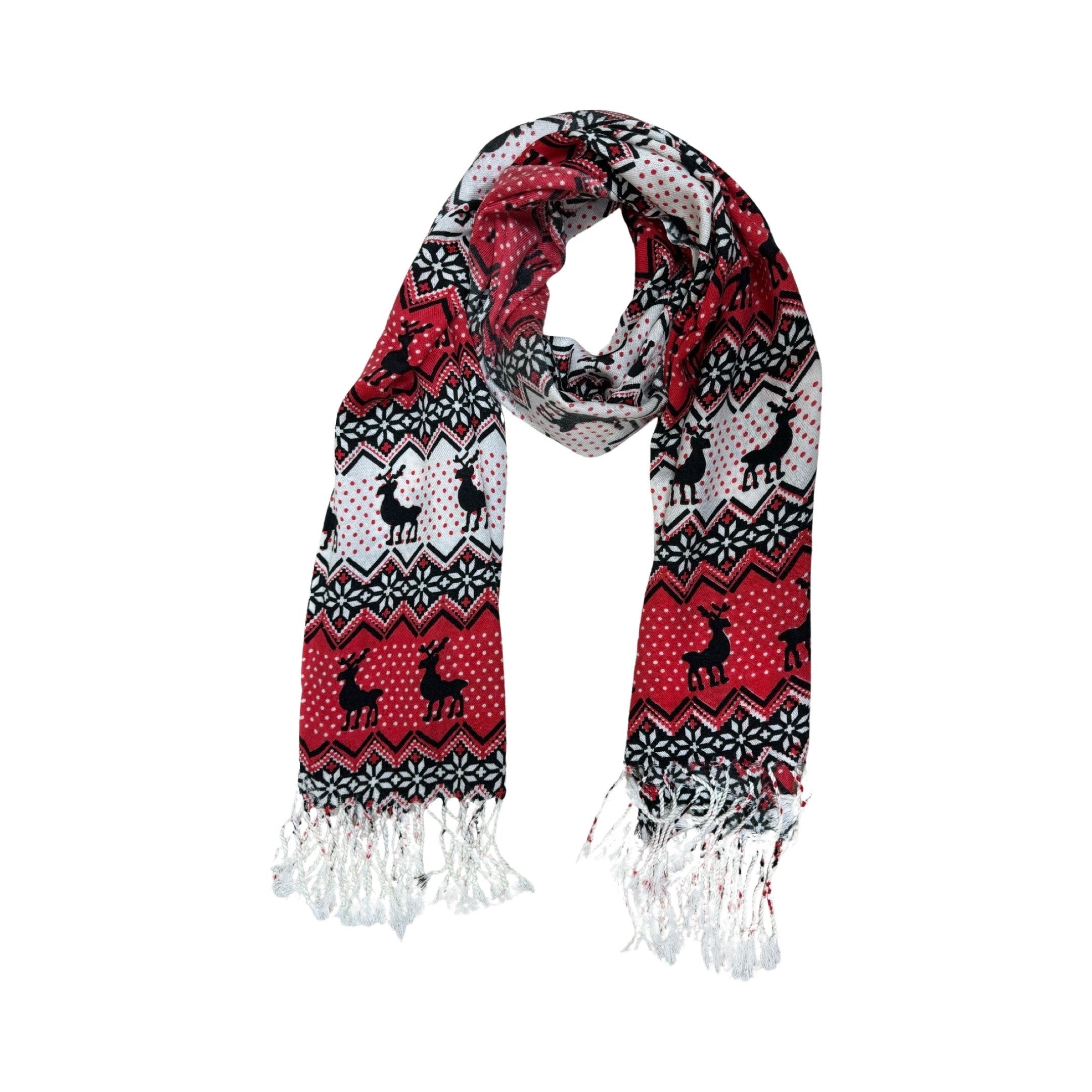 Red Ladies Scarves Beautiful Reindeer Animal Print Scarf Shawl Wrap