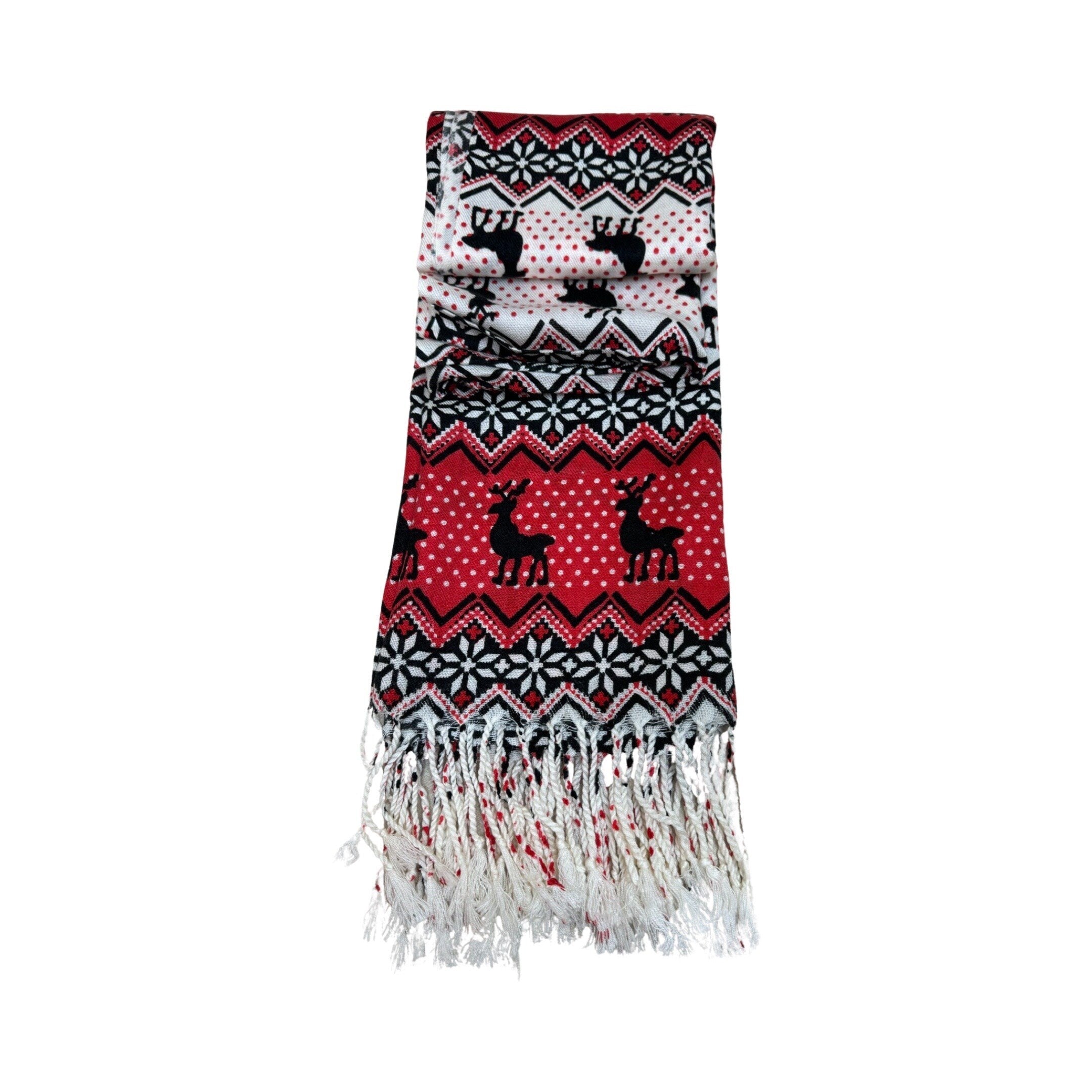 Red Ladies Scarves Beautiful Reindeer Animal Print Scarf Shawl Wrap