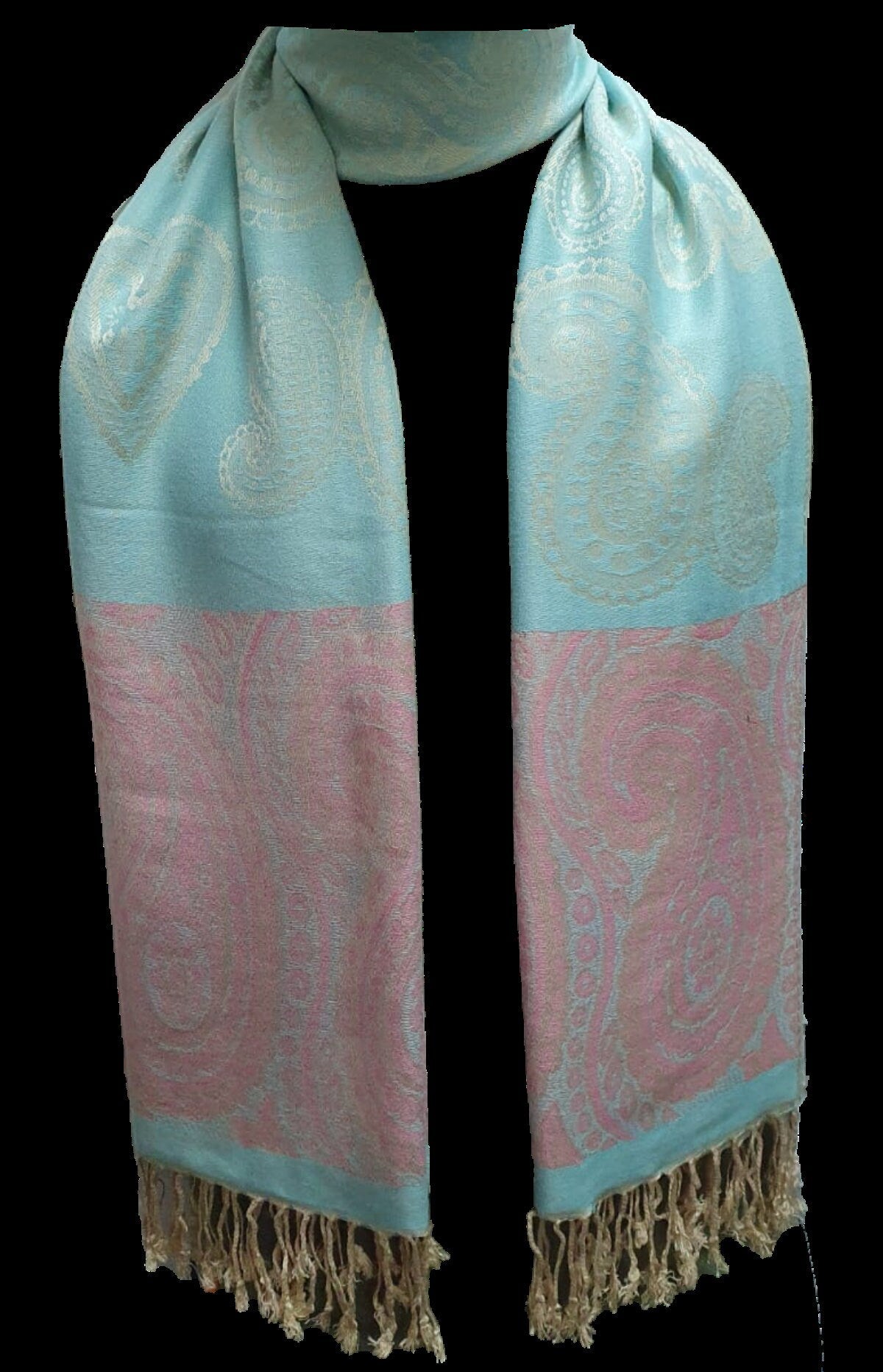 Elegant Reversible Pashmina-Feel Shawl Scarf - Two-Sided Print with Self-Embossed Detailing