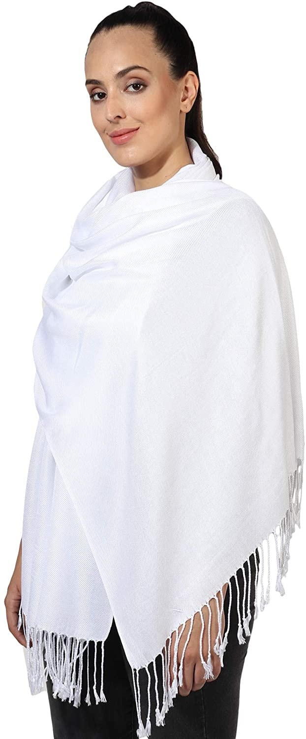 Pashmina Style All Seasons Handcrafted Wrap Shawl Stole Scarf Selection of Color Baby Pink, Pink, Dusky Pink, Lilac, White, burnt Orange