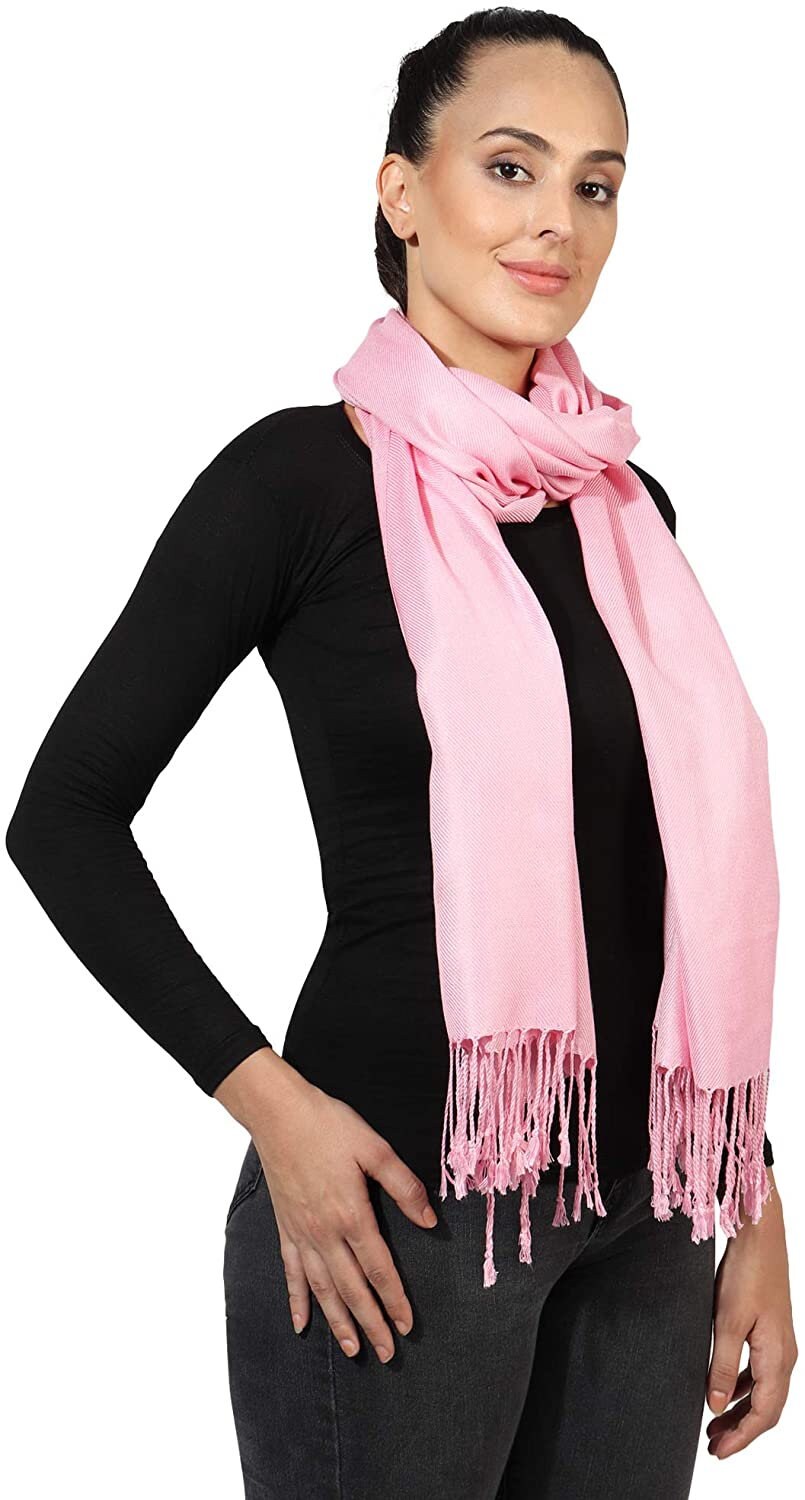 Pashmina Style All Seasons Handcrafted Wrap Shawl Stole Scarf Selection of Color Baby Pink, Pink, Dusky Pink, Lilac, White, burnt Orange