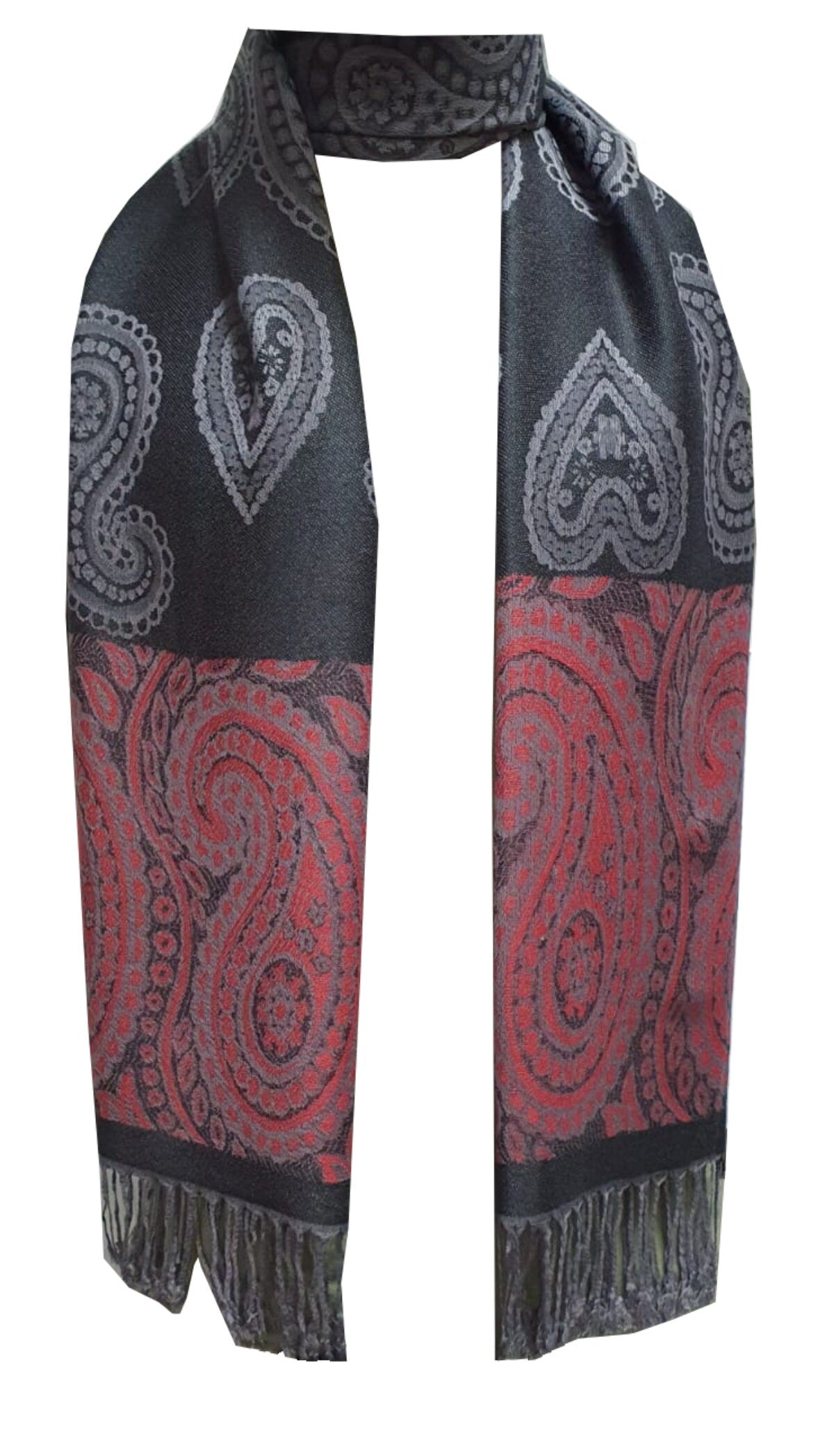 Elegant Reversible Pashmina-Feel Shawl Scarf - Two-Sided Print with Self-Embossed Detailing