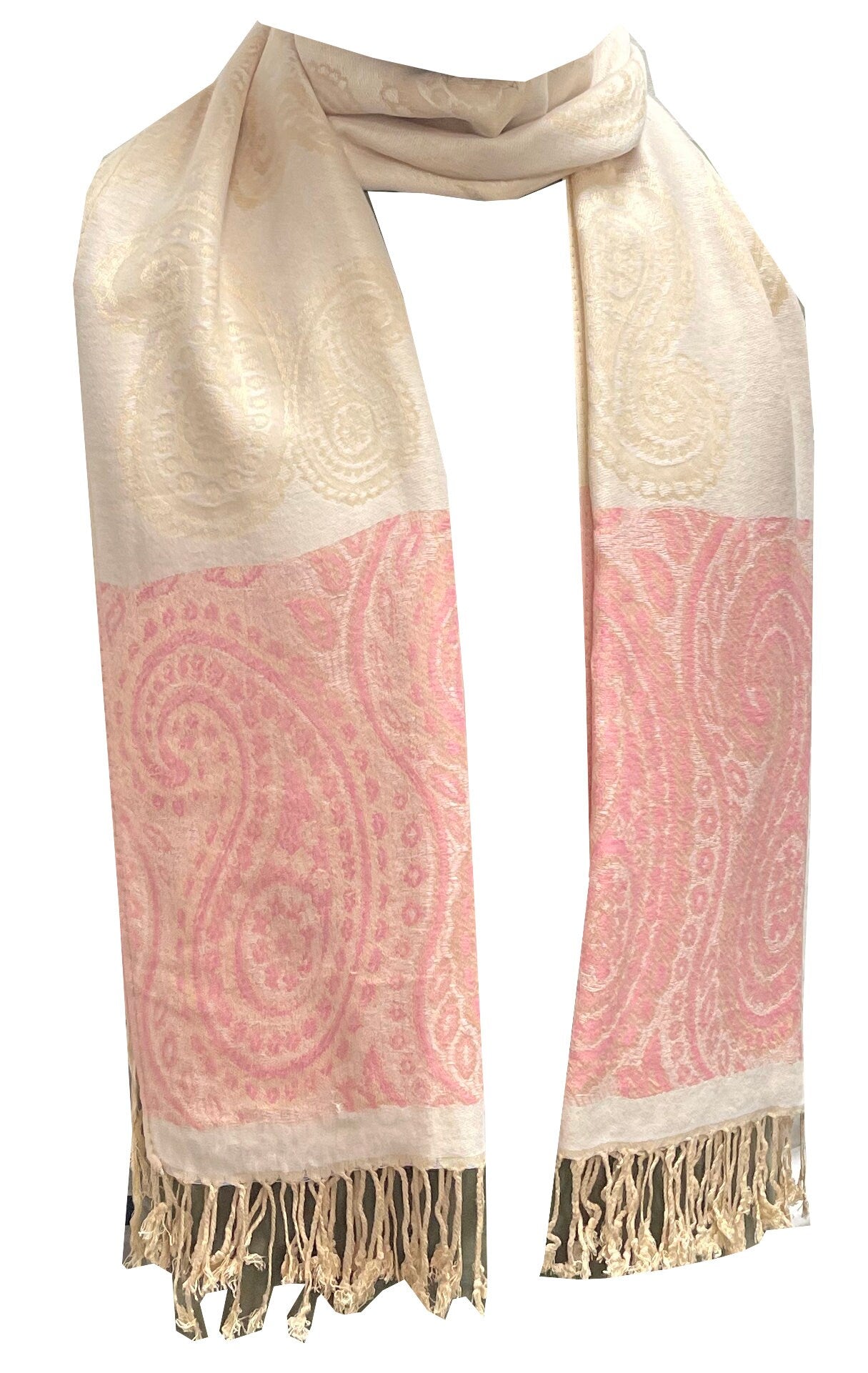 Elegant Reversible Pashmina-Feel Shawl Scarf - Two-Sided Print with Self-Embossed Detailing