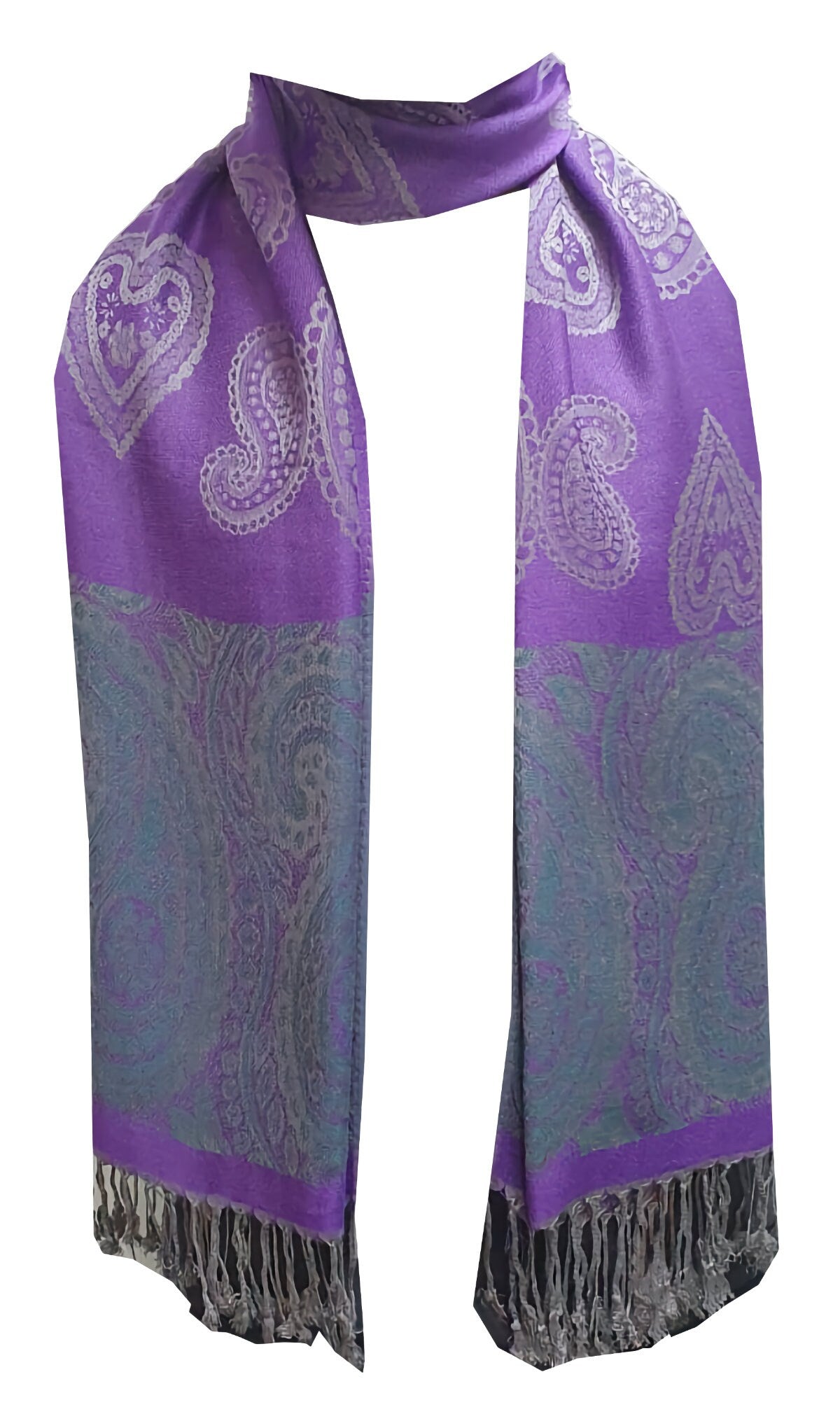 Elegant Reversible Pashmina-Feel Shawl Scarf - Two-Sided Print with Self-Embossed Detailing