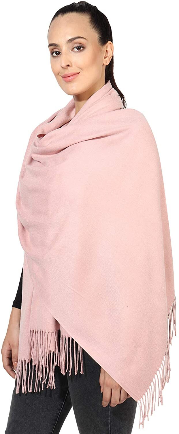 Pashmina Style All Seasons Handcrafted Wrap Shawl Stole Scarf Selection of Color Baby Pink, Pink, Dusky Pink, Lilac, White, burnt Orange