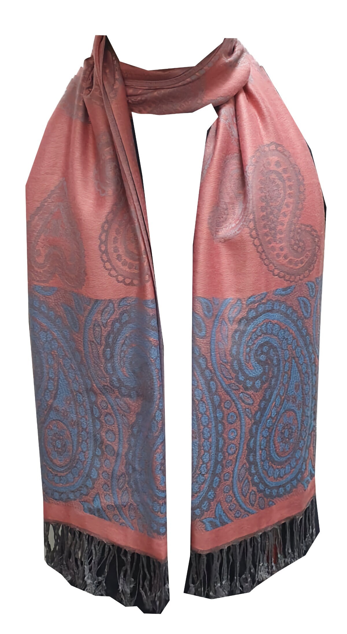 Elegant Reversible Pashmina-Feel Shawl Scarf - Two-Sided Print with Self-Embossed Detailing