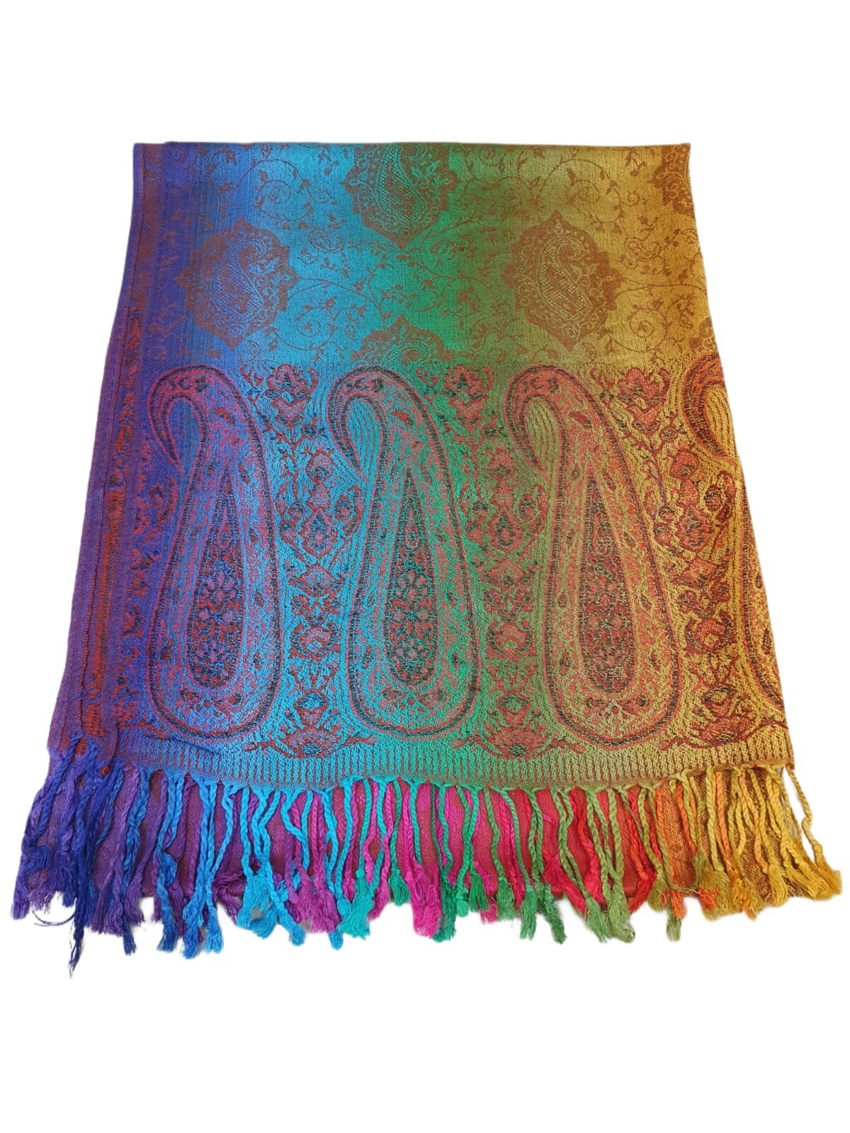 Reversible Multi-colour Pashmina Colourful Scarf Wrap Shawl - Stylish, Soft, and Vibrant Women's Fashion Accessory Flower colour Rust Brown