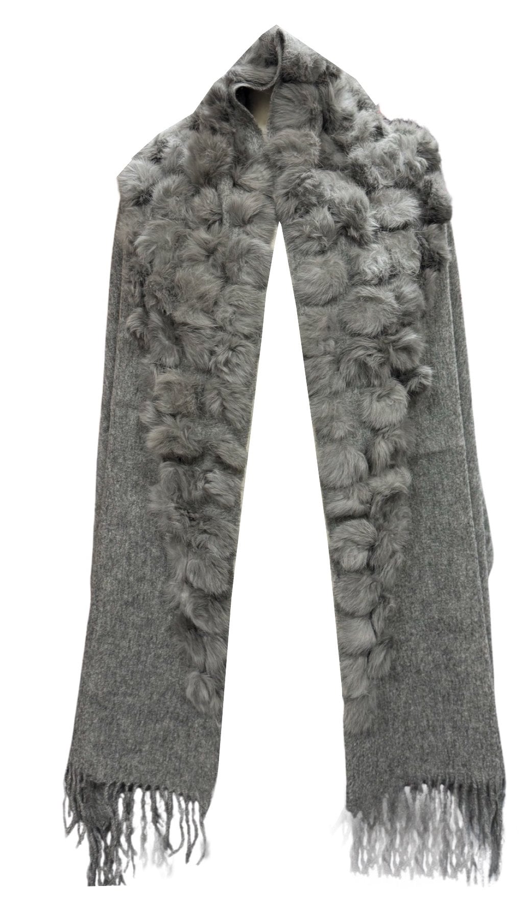 Silver Chic and Toasty Fashionable Comfort Women's Winter Blanket Shawl with Pom Poms Effect