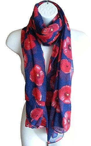 Poppy Print Scarf Ladies Floral Hijab Holiday Gift Wrap