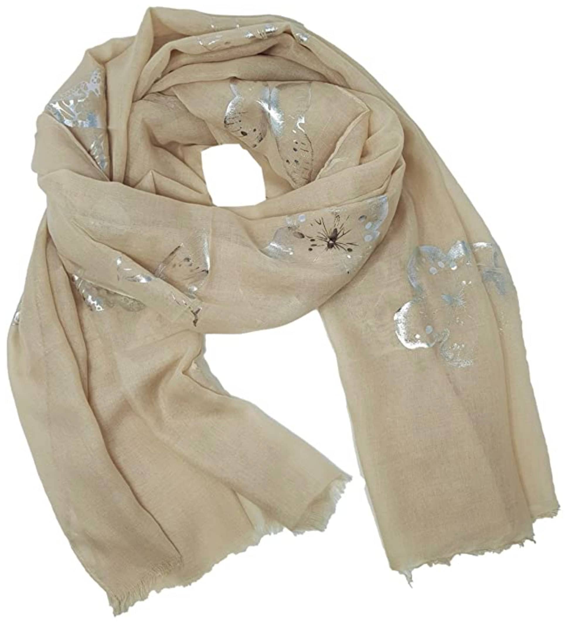 Butterfly Print Foil Ladies Glitter Celebrity Style Scarves Maxi, Scarf, Wrap, Sarong, shawls