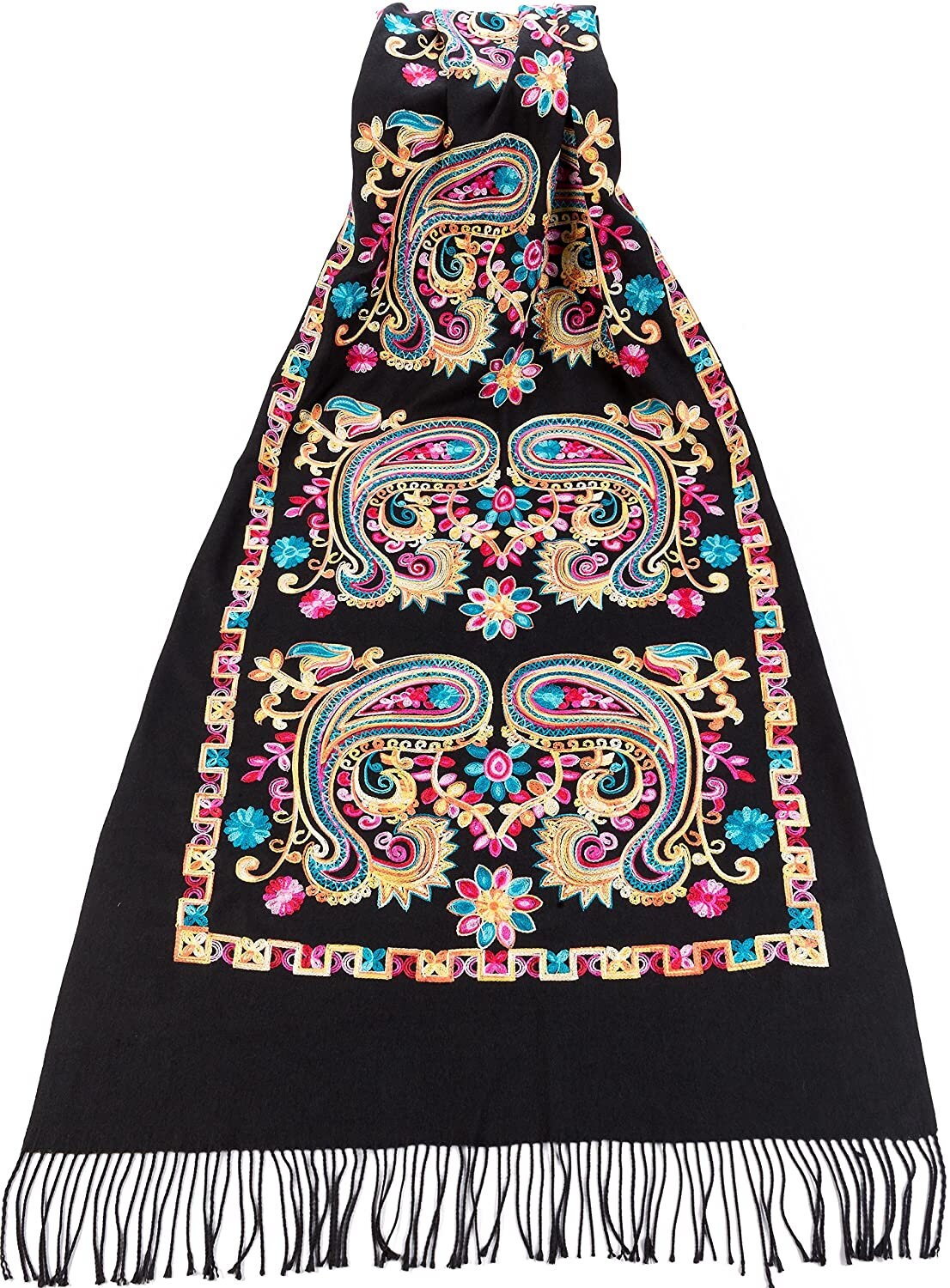 Beautiful Embroidered Pashmina Feel Wrap Scarf Scarves Stole Shawl Winter
