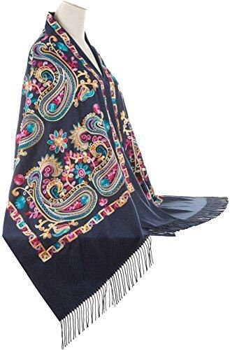Beautiful Embroidered Pashmina Feel Wrap Scarf Scarves Stole Shawl Winter