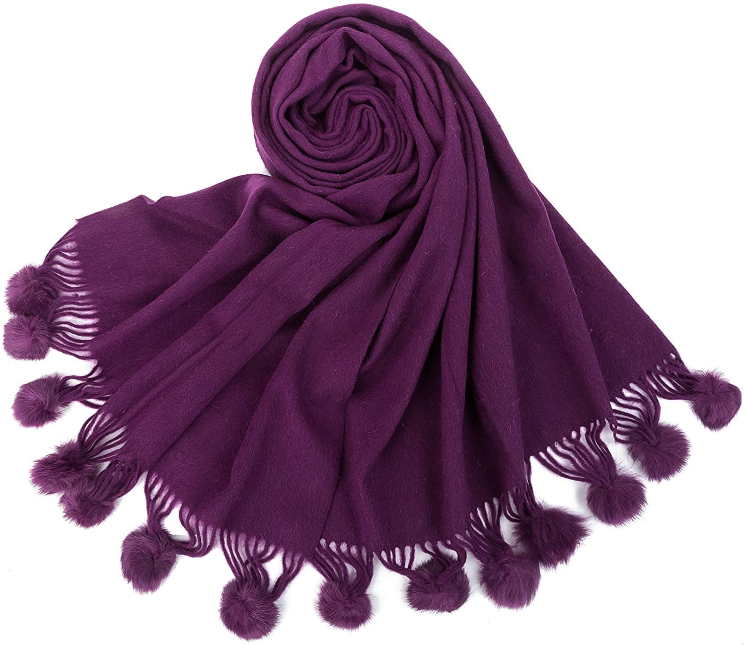 Chic and Toasty Fashionable Comfort Women's Winter Blanket Shawl with Pom Poms