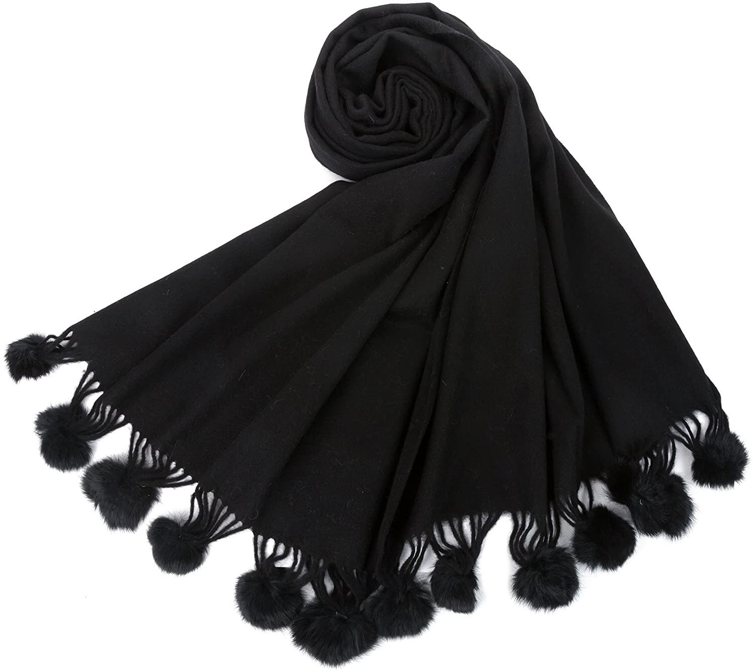 Chic and Toasty Fashionable Comfort Women's Winter Blanket Shawl with Pom Poms