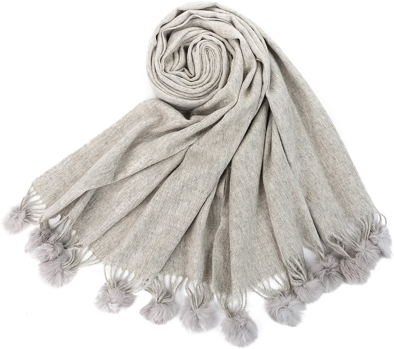Chic and Toasty Fashionable Comfort Women's Winter Blanket Shawl with Pom Poms